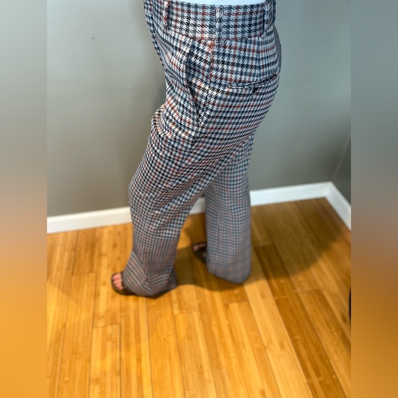 90s vintage mens pant gray/ blue/ black/ rust/ hounds tooth pattern - Picture 8 of 9